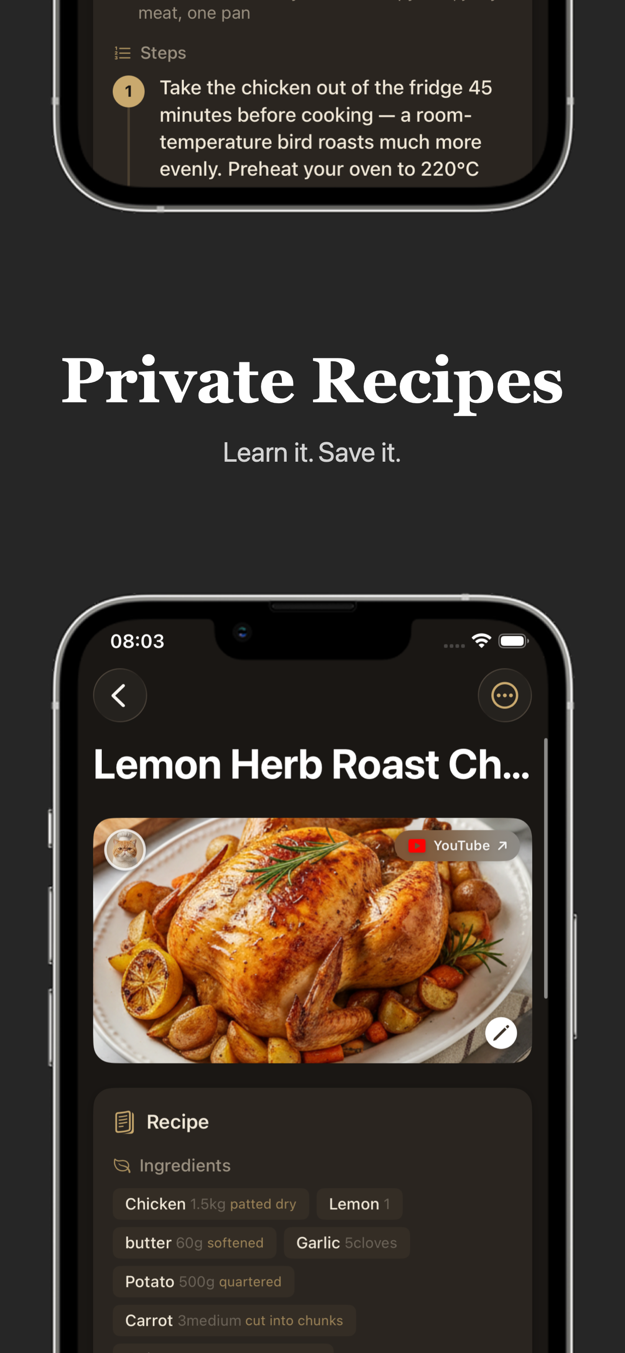 Cookey private recipe detail screen