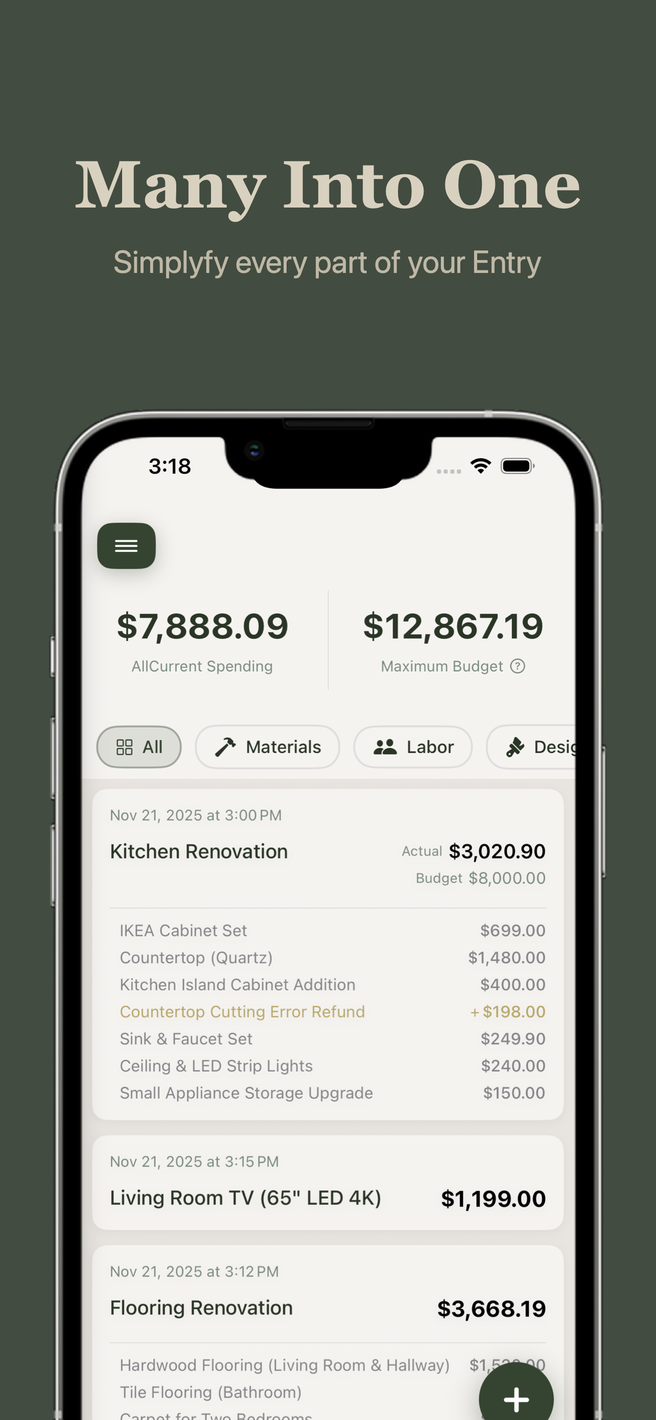 PondaBook project ledger screen