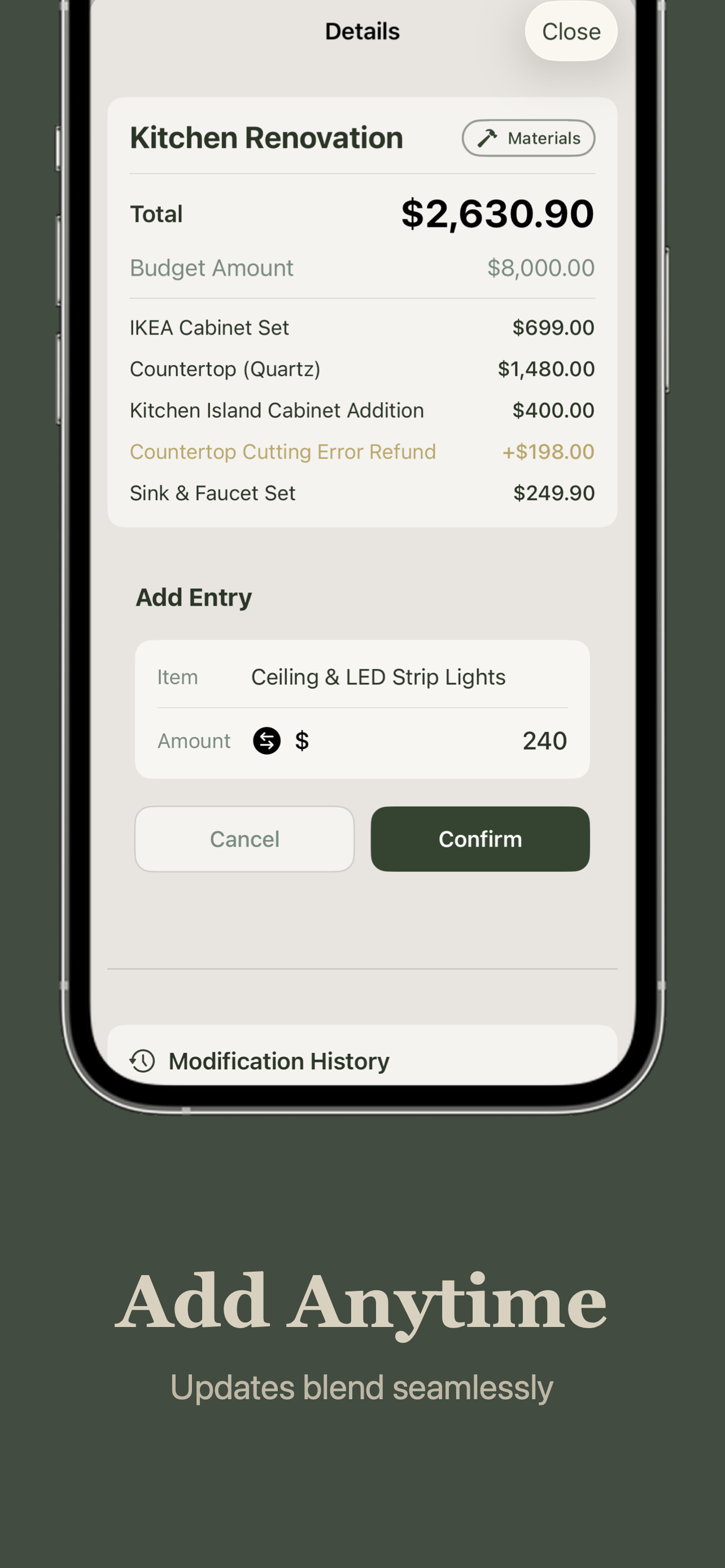 PondaBook project details screen